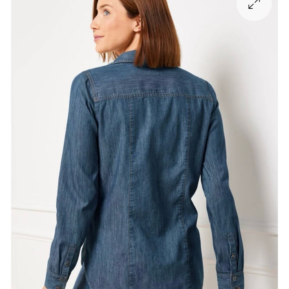 Talbots Western Denim Button Down Womens Size 12 Long Sleeve Shirt - Picture 2 of 9